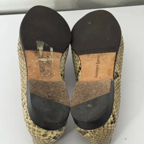 Alexandre Birman Snakeskin Animal Print Brown and Black Leather Loafers Size 6