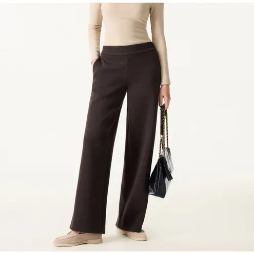 OGL Women's Cozy Warm High Rise Straight Leg Pull On Pants Pockets Navy XS New Blue