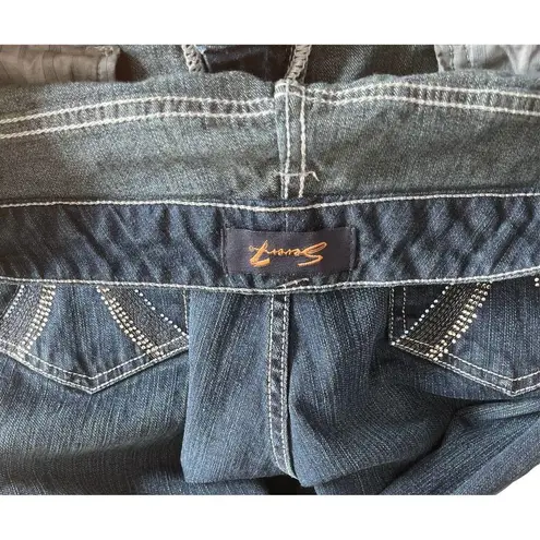 Seven7 Women Blue Jean Size 12 Boot Cut Five Design Pockets Embellished