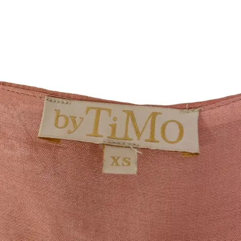 ByTimo Ruched Floral Embroidered Jacquard Dress Balloon Sleeves Coral Size XS Pink