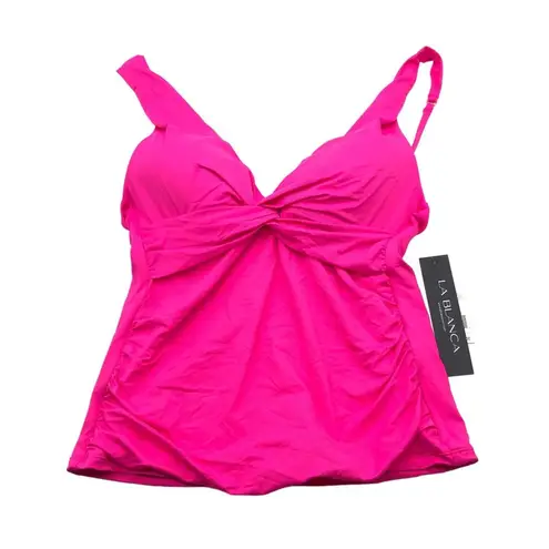 La Blanca Island Goddess Twist Tie Back Tankini Top Tummy Control Pop Pink 16