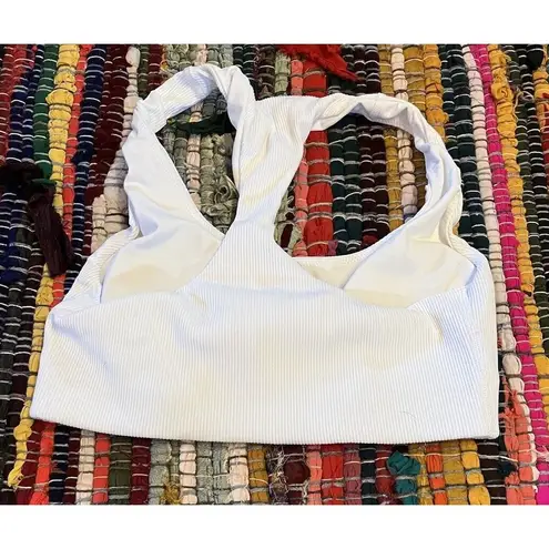 Aerie  Women's WHITE Ribbed Sports Bra Crop Size Small MSRP $24.95