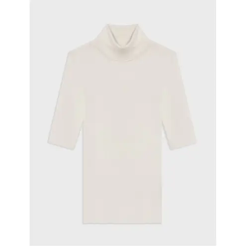 Theory  Cream Knit Turtleneck Sweater - Image 2