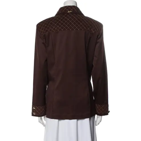 St. John Vintage 1990s Sport Chocolate Brown Quilted Suit Set Blazer Trousers 90s