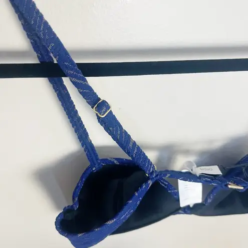 ONIA Womens Dalia Textured Bikini Top Blue Size Medium New
