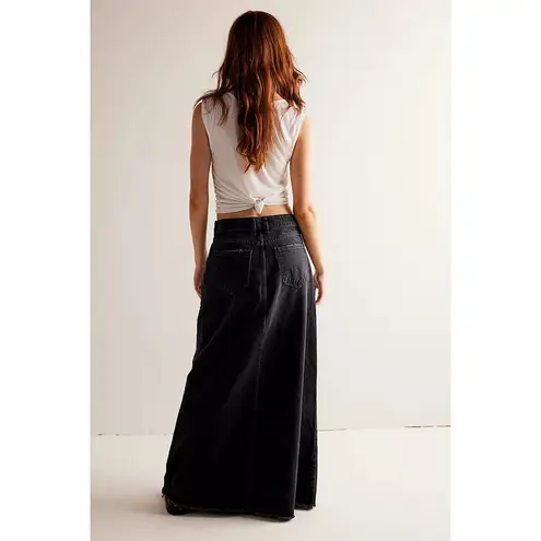 Free People  We The Free Come As You Are Black Denim Jean Maxi Skirt Size 0 - Image 2