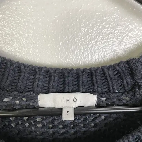 IRO Sweater Womens Small Black Open Knit Chunky Pullover Cropped Cotton Top