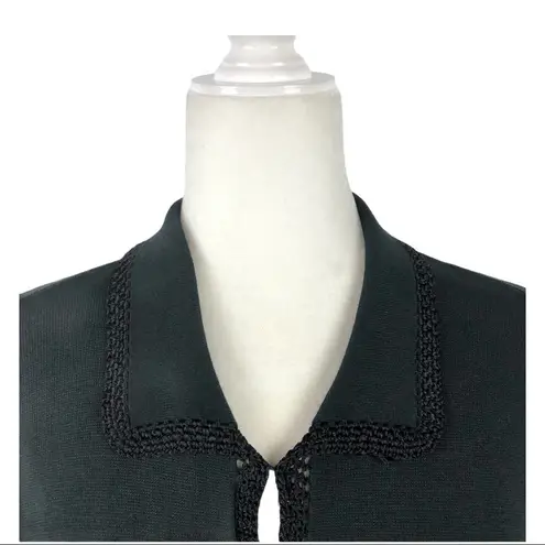 Etcetera Black Knit Silk/Cashmere blend Granny Cardigan with Crochet Trim XL - Image 2