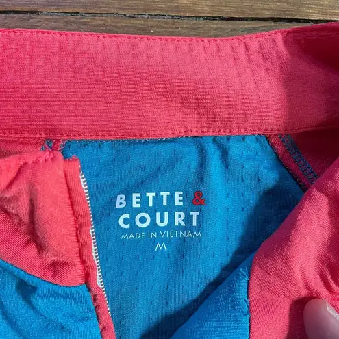 Bette & Court 1/4 Zip Long Sleeve Swing Sunshirt in Blue & Coral