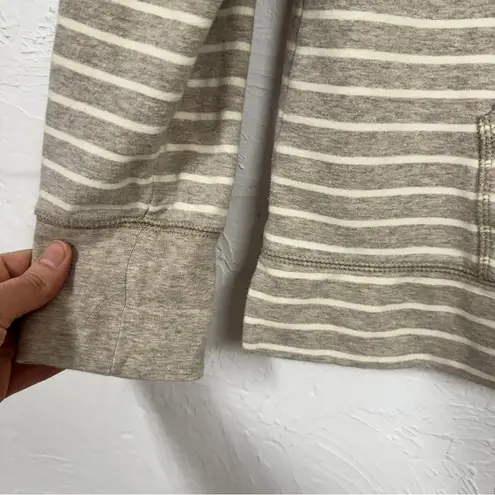 L.L.Bean  Beige Cream Striped Quarter Zip Pullover Sweater Womens L Casual Classic