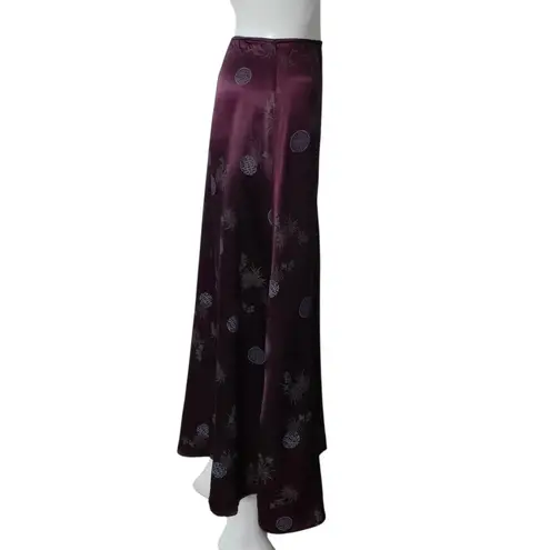 Vintage Renee Lauren 90s Plum Satin Bias Cut Midi Skirt Size 13/14 Y2K Retro Purple