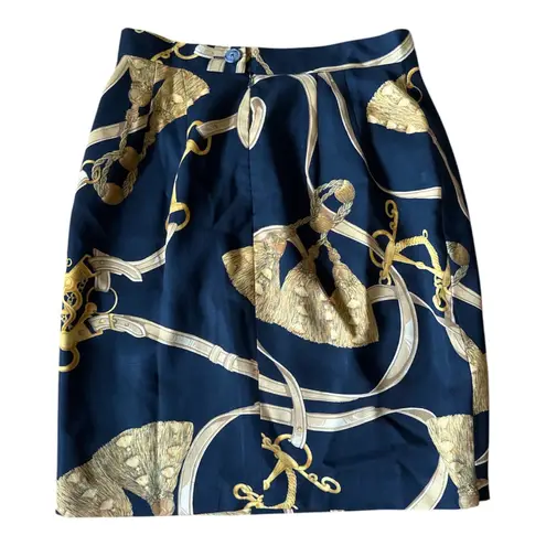 Studio 121 Gold Black Tassel Print Wrap Skirt 80s 90s Size 08