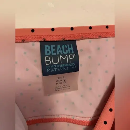 Motherhood Maternity Beach Bump Pink Polka Dot Tankini - Size Large Maternity