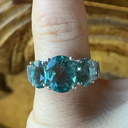 Teal Color Changing Fluorite Sterling Silver Ring Size 5