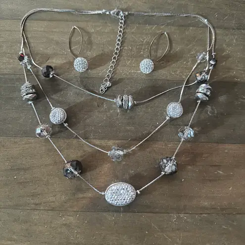 Ross Simons Ross + Simmons multi chain layered paved station bead necklace and earrings set