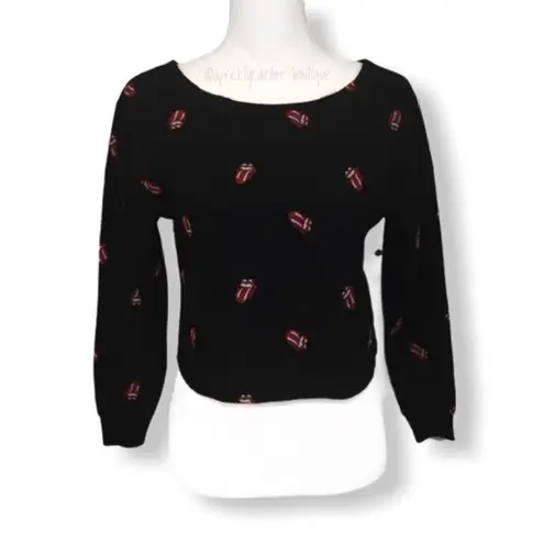 The Rolling Stones NWOT Black Cropped Sweatshirt Top