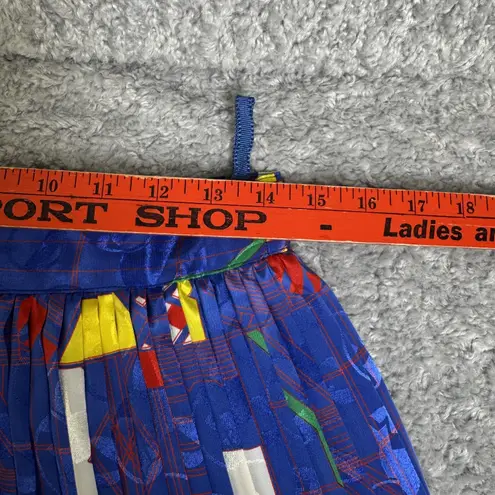 Vintage Dino Valiano Skirt Womens 40 Blue Abstract Pleated West Germany 80s