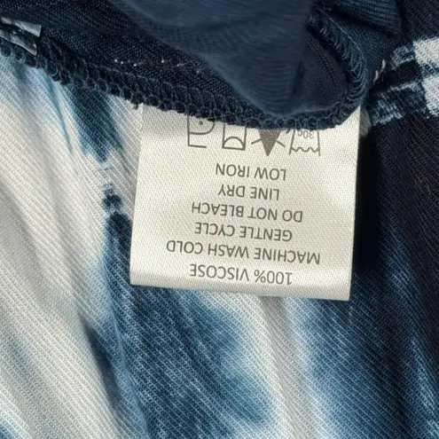 Mud Pie Dress Tie Dye Tiered Tunic Top 3/4 Sleeve Casual Blue White Size Small