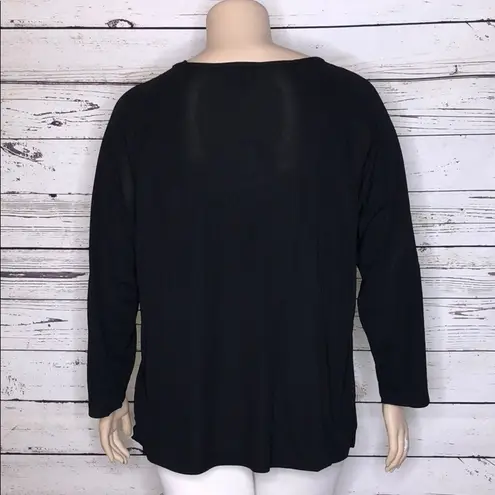 carole little NWT 2X Black Bead Fringe Blouse