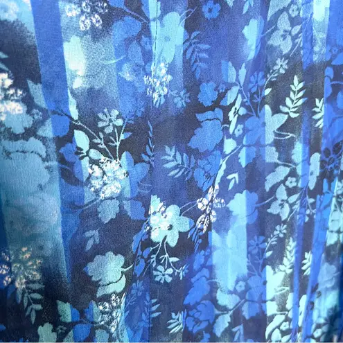 Blue Island Bohemian Blue Floral Swim Cover Up Beach Kaftan Kimono Size XS