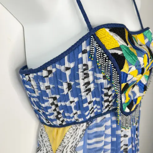 RANNA GILL ANTHROPOLOGIE Boho Maxi Dress Womens Small Petite Sunburst Beaded Size undefined