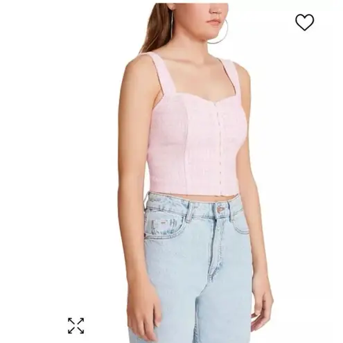 BB Dakota by Steve Madden NWT Bouclé Up Tweed Bustier Corset Crop Top Pink L Size L