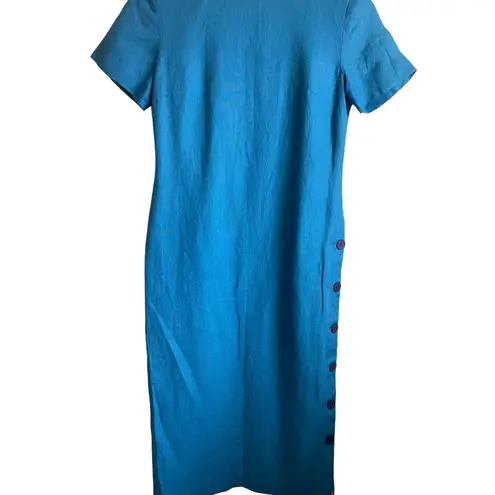 Talbots VTG  Women Irish Linen Midi Dress 4‎ Blue Sheath Career Timeless Classic thumbnail 11