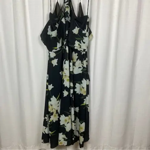 City Chic Black Elegant Floral Wrap Maxi Dress Sz.M(18) NWT