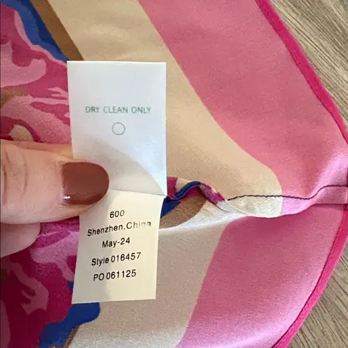 Lilly Pulitzer New  Schaffer Silk One Shoulder Blouse Women’s Size 8 Blue Pink