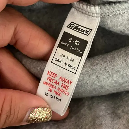 St. Bernard Women's Thermal Fleece Plaid Bear Appliqué Nightshirt Size 8/10 NWT Gray Size M