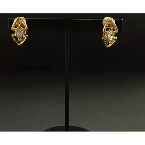 Christian Dior  small gold and crystal clip earrings