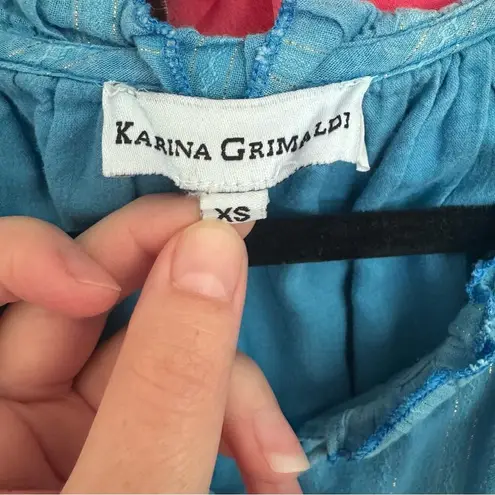 Karina Grimaldi Revolve Blue Daisey Metallic Ruffled Mini Dress Size XS