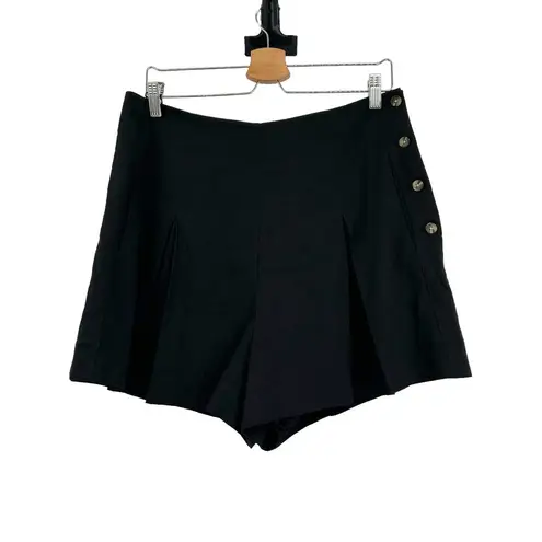 Vince  High-Rise Pleat-Front Shorts in Black Size 12