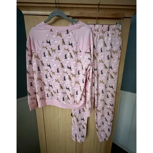 NEW Womens Size S MUK LUKS DOG PAJAMAS PJS PANTS & TOP L/S Pink