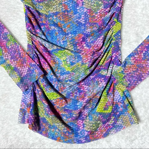 Black Label Saks Fifth Avenue Multicolor Snakeskin Print Ruched Top