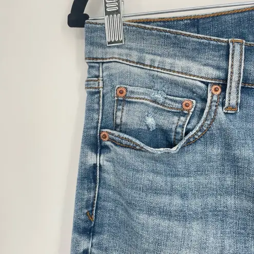 DAZE Womens Light Wash Distressed Straight Leg Mid