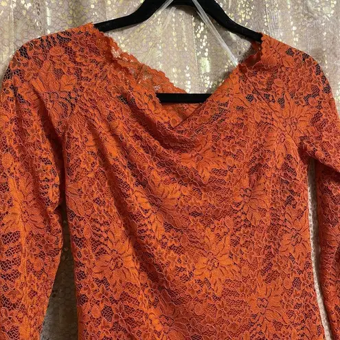 Blashe burnt/rust orange lace long sleeve mini dress, size M, NWT Size M