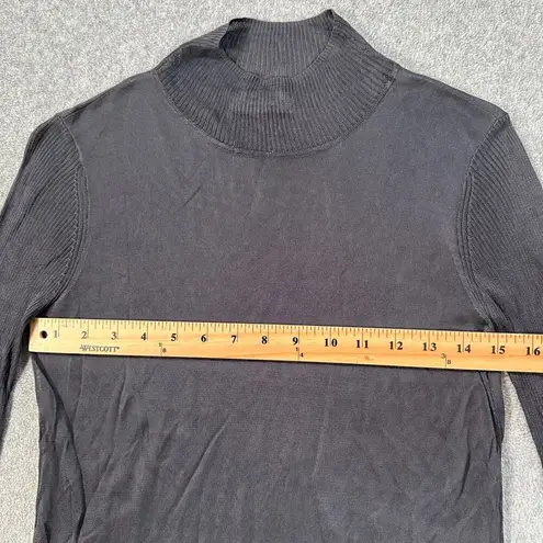 Bailey 44 Mock Neck Sheer Long Sleeve Top Women's Small Gray Ribbed Knit