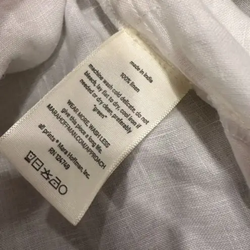 Mara Hoffman Swim Women's Linen Puff Sleeve V Neck Wrap Mini Dress White Large