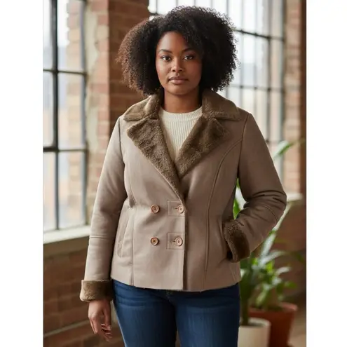 Zendra Petite Brown Suede Coat XL Lightweight Double