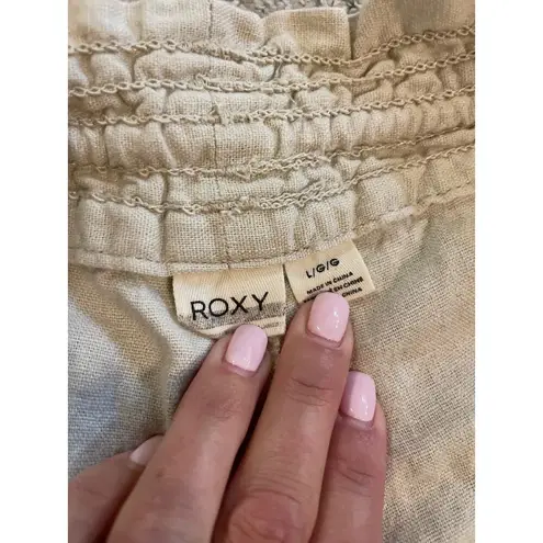 Roxy  Khaki Oceanside Flare Drawstring Beach Pants