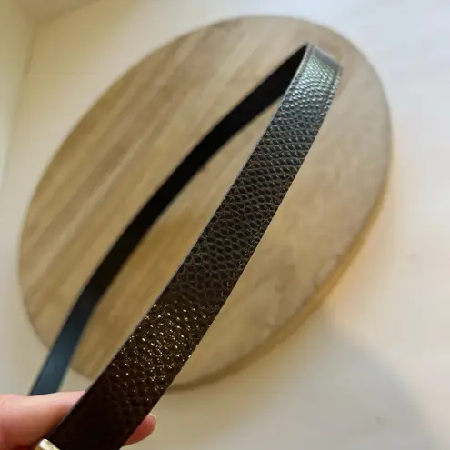 Vintage 90s Brown Vegan Snake Skin Leather Thin Golden Buckle Belt Size M/L Size M