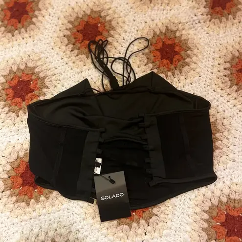 Solado NWT Mesh Lace Up Back Corset Top in Black