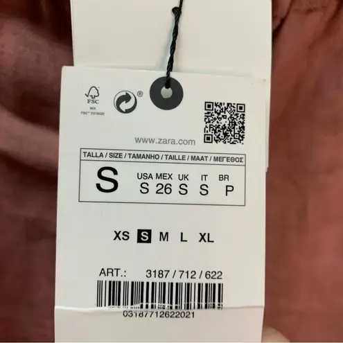 ZARA  NWT 100% Linen Bermuda Shorts Underwear Waist Pale Pink Size S ref 3187/712