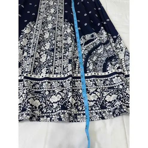 Metrowear Floral Elastic Waist Midi Skirt With Silver Bling PXL Womens Blue Size undefined