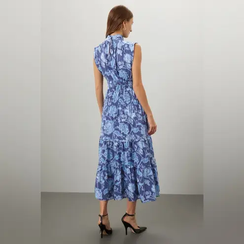 Derek Lam Collective Junia Ruched Sleeve Blue Floral Dress
