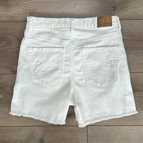 American Eagle  Curvy High Rise White Shortie Stretch Jean Shorts Size 2