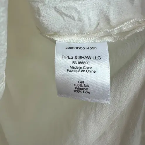 Veronica Beard Carmine Off-White Silk Button Front Ruched Sleeves Blouse Size 4