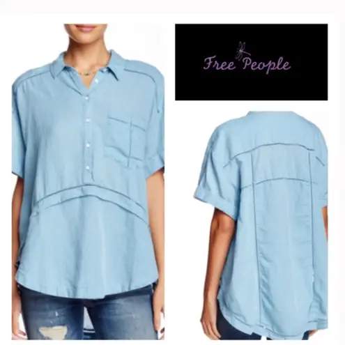 Free People  Weekend Escape Linen Cotton Shirt thumbnail 2