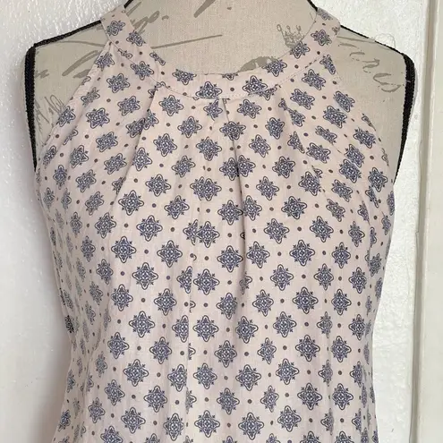 Valerie Bertinelli Womens Blouse Top Halter Print Size Small Linen Blend Pleated